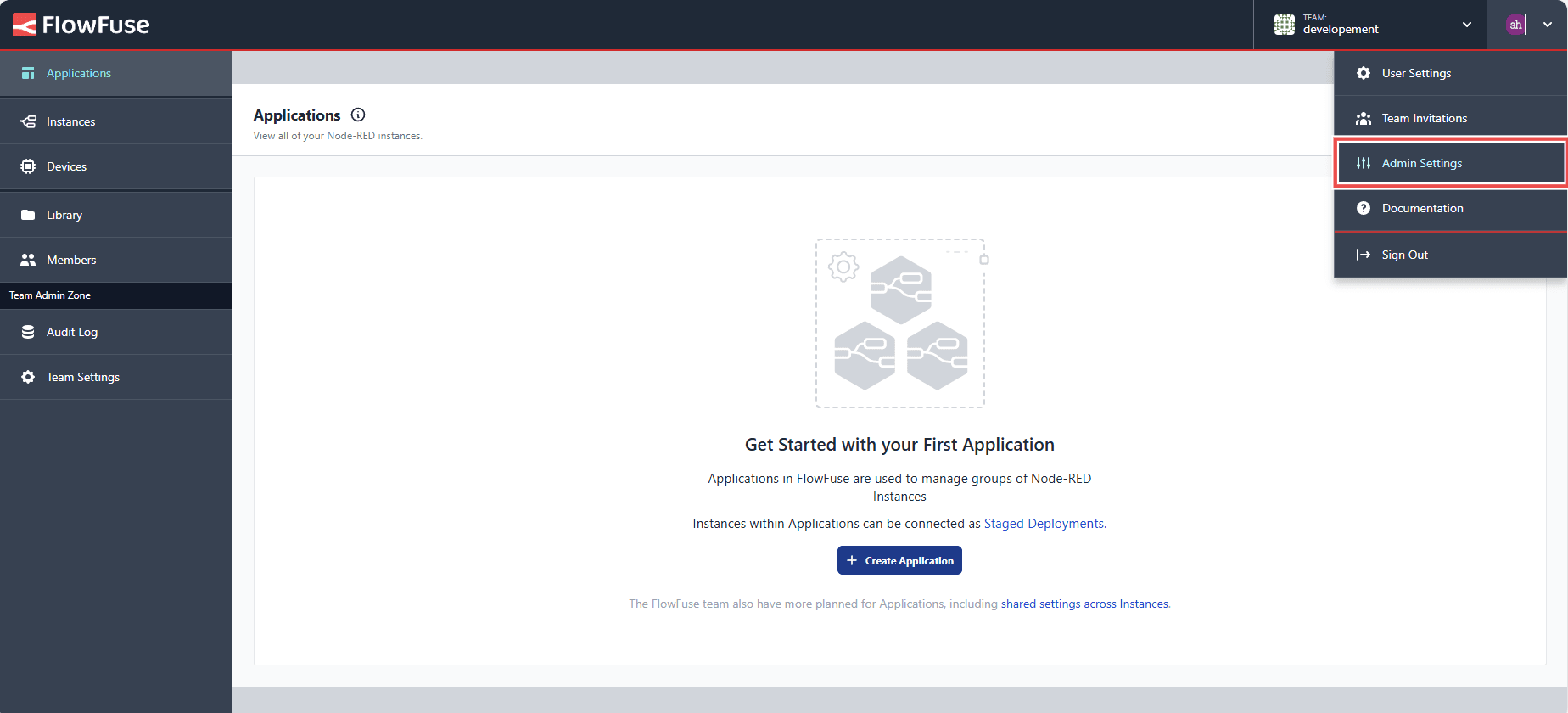 Screenshot showing the admin settings option in the profile icon "Screenshot showing the admin settings option in the profile icon"